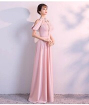 Pink Evening Dress Woman 2021 new long style dress Dress Banquet Elegant Company Annual Meeting Host