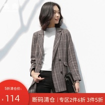  Woolen plaid blazer womens 2020 autumn and winter new Korean casual retro plaid suit short chic