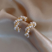 Sturbolea French elegant pearl earrings female 2021 new niche design retro harbor style Earrings