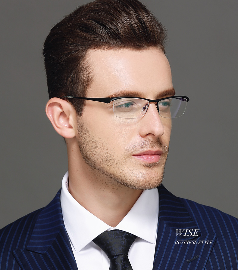 亿超 眼镜框男 纯钛商务半框眼镜架眉线框眼镜可配近视男fg80045