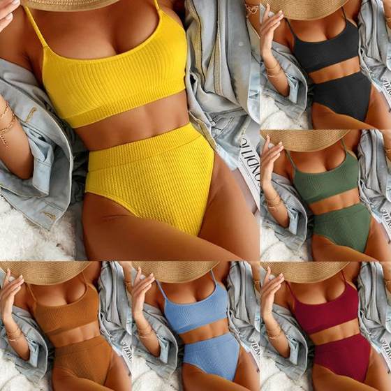 Simple and thin thread split swimsuit, pure color swimwear beach high waist high waist Bikini sexy European and American swimsuit
Simple and thin thread split swimsuit, pure color swimwear beach high waist high waist Bikini sexy European and American swimsuit