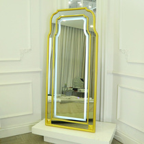 The latest PU tide shop barber shop mirror table Hair salon frame Retro hair mirror beauty full body makeup mirror Wall mirror