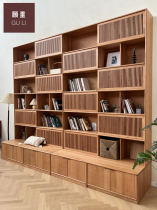 Nordic Solid Wood Environmental Protection Wood Simply Modern Black Walnut Cherry Wood Full Wall Storage Barrier Card Book