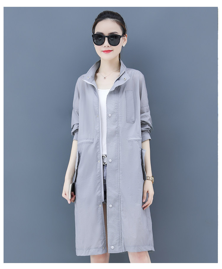 防晒衣女中长款2019夏季新款薄款白色防晒服流行仙女长款风衣外套
