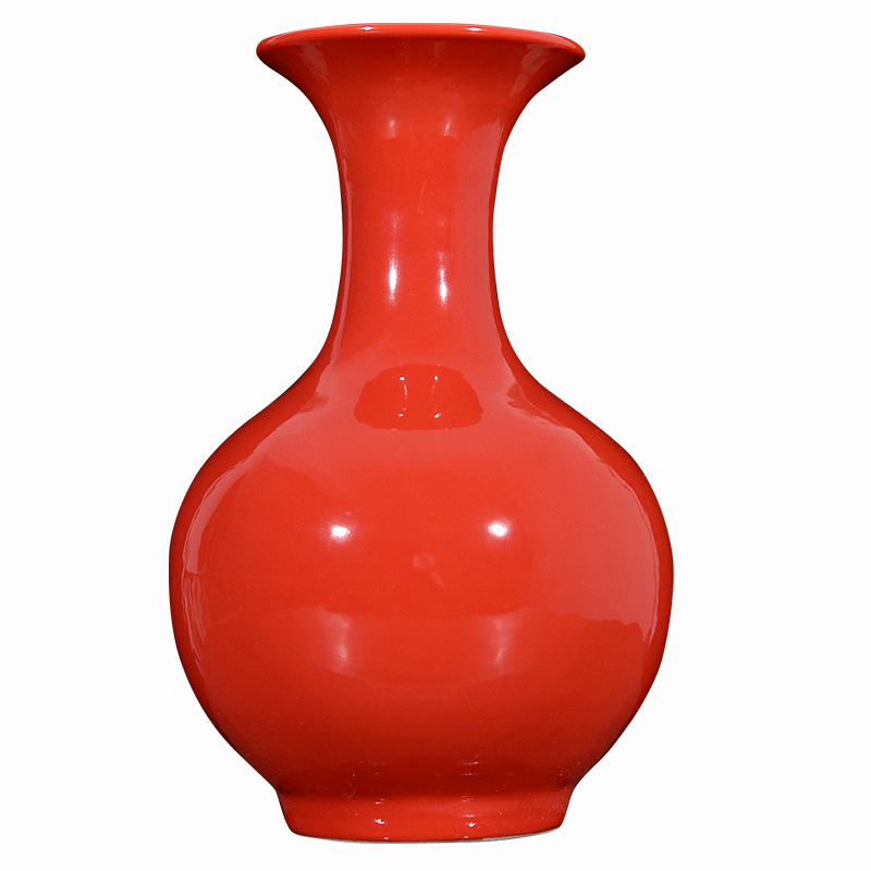 Modern Chinese jingdezhen ceramics full red glaze vase sitting room home decoration wedding gifts handicraft furnishing articles