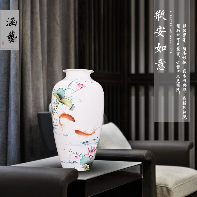 Ceramic vase Chinese style porch sitting room study bedroom jingdezhen porcelain vase decoration gifts for years