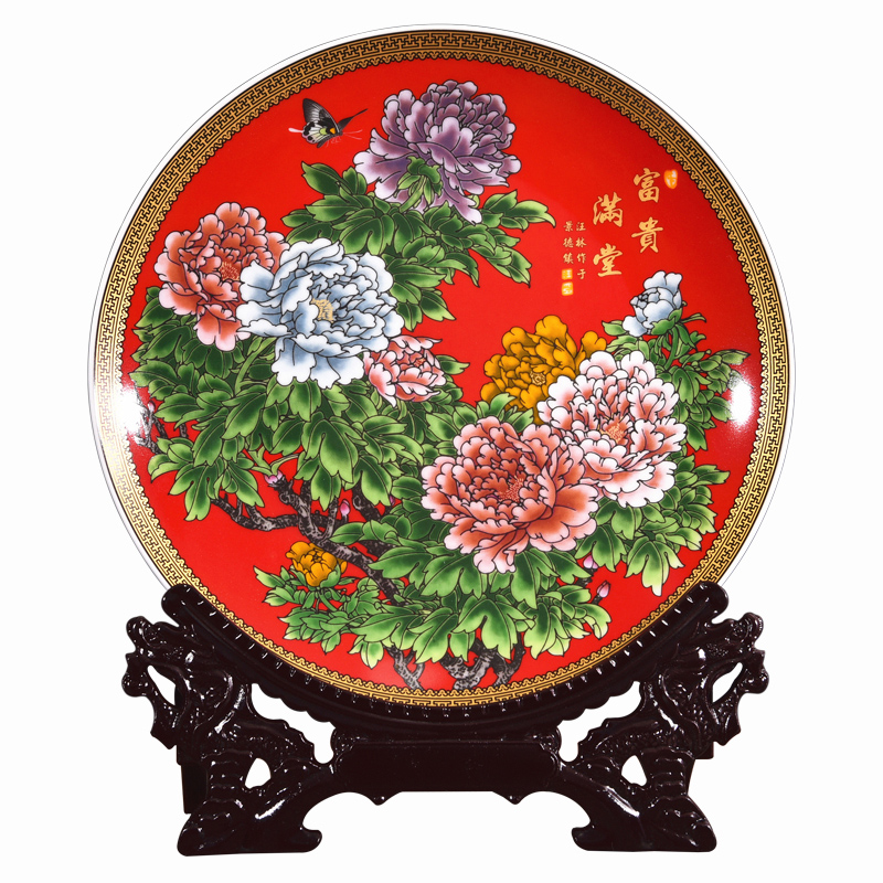 Jingdezhen ceramics powder enamel with a silver spoon in its ehrs expressions using the and decorative plates of new Chinese style household adornment handicraft furnishing articles sitting room