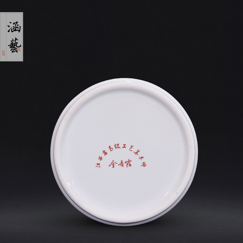 Jingdezhen ceramic powder enamel pot of fragrant lotus straight classical Chinese style living room home decoration caddy fixings furnishing articles craft gift