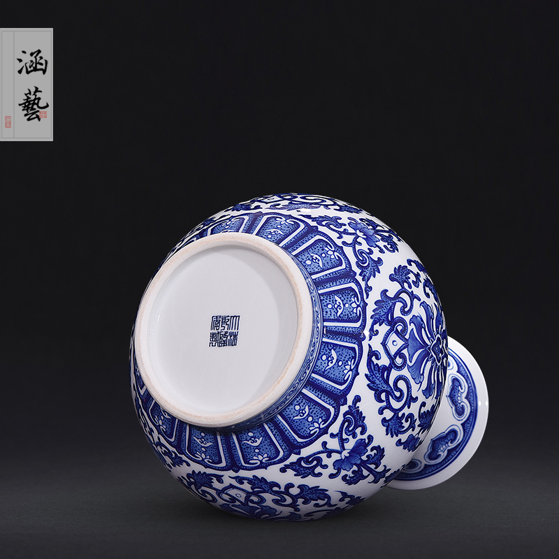 Jingdezhen ceramics hand - made antique blue - and - white riches and honour the best bottle of new Chinese style flower arrangement sitting room decorate gifts furnishing articles