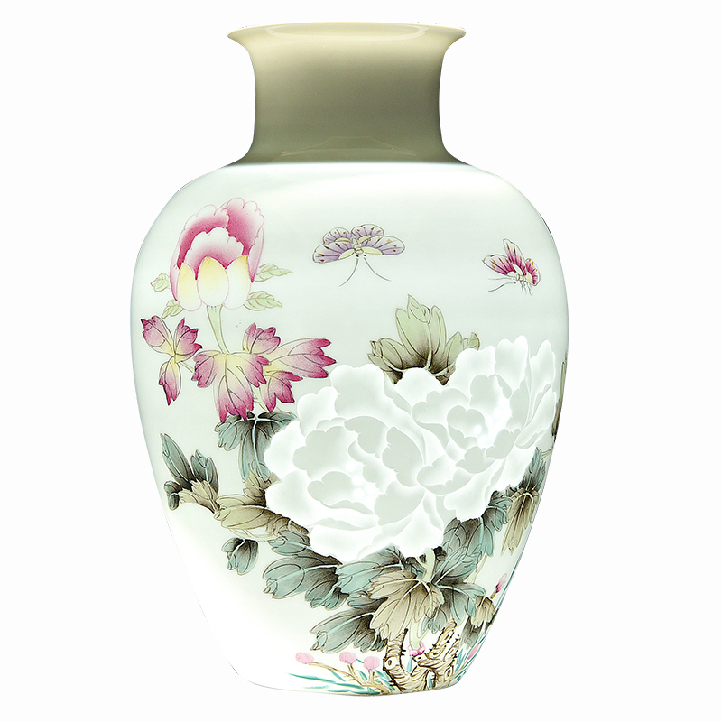 Jingdezhen ceramics hand - made exquisite pervious to light porcelain vase flower arranging the sitting room of Chinese style decoration gifts TV ark, furnishing articles