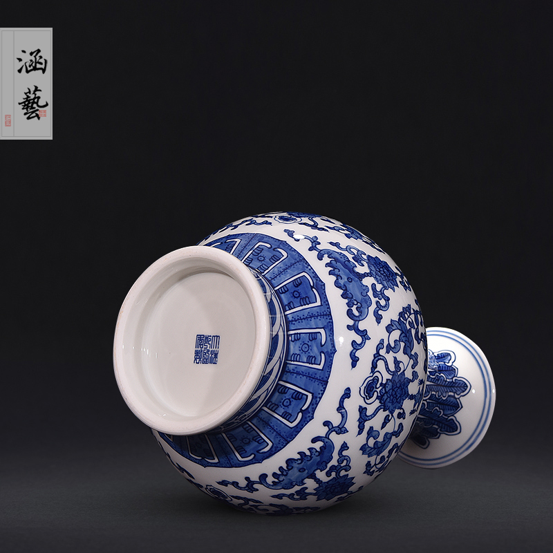 Jingdezhen ceramic hand - made archaize of blue and white porcelain vase furnishing articles flower arranging new Chinese style living room decoration craft gift