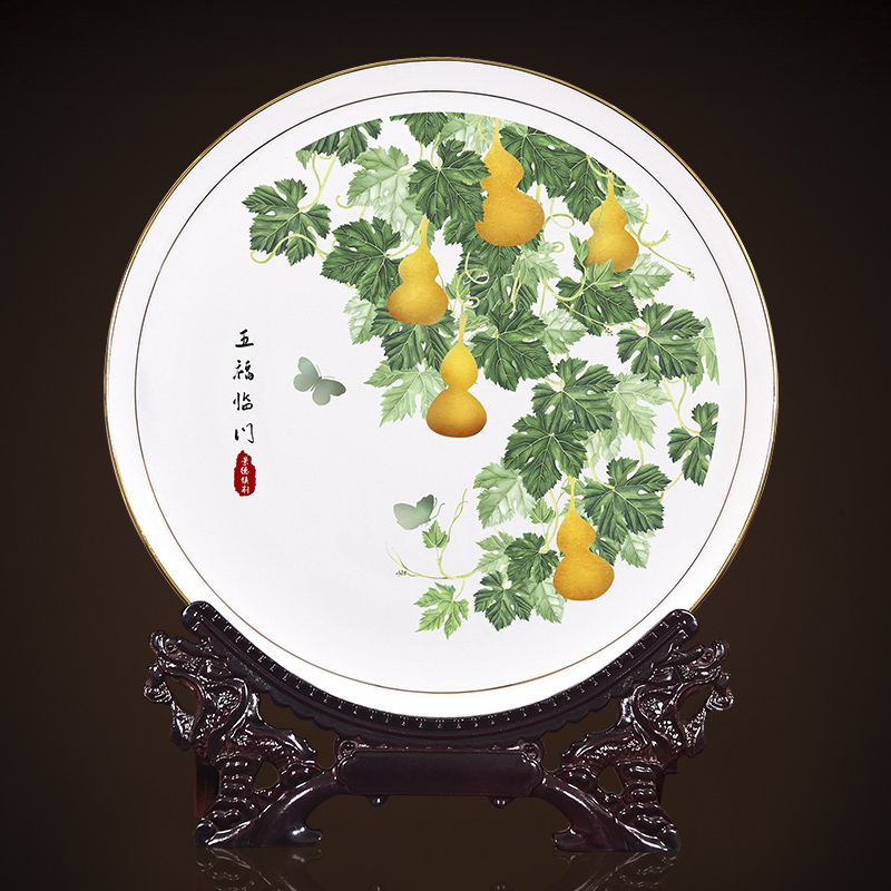 Jingdezhen decorative plate new Chinese porcelain ceramic sat dish hang dish sitting room porch ark, TV ark, plate is placed