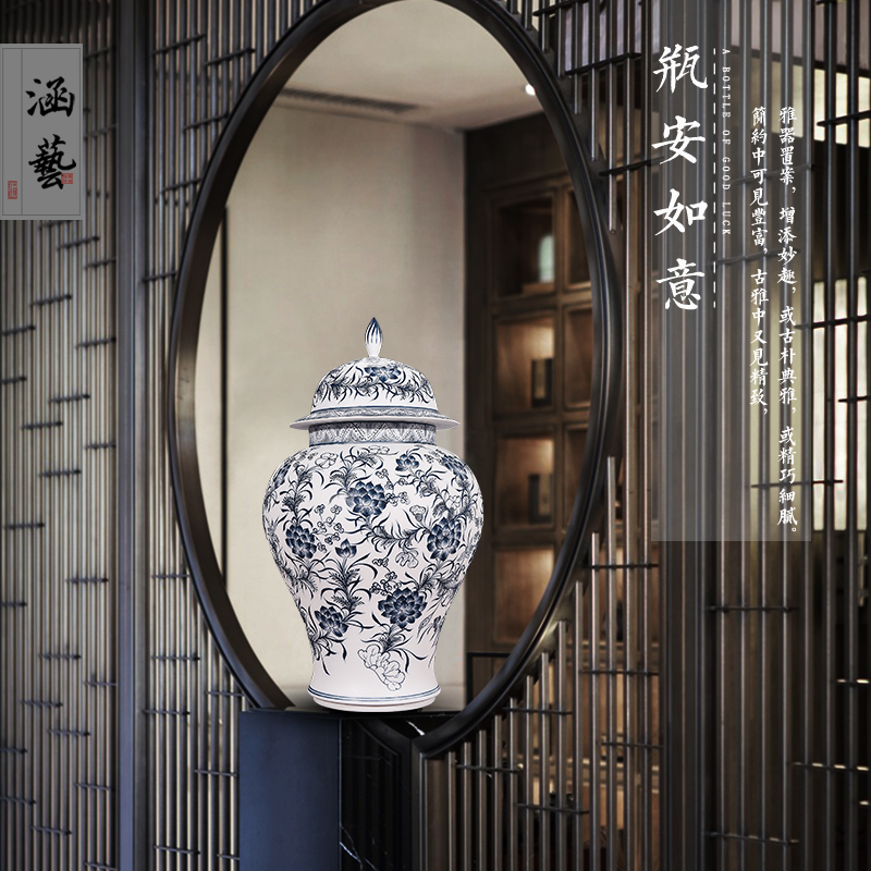 General antique hand - made of blue and white porcelain of jingdezhen ceramics unglazed pot household of Chinese style living room decoration craft gift