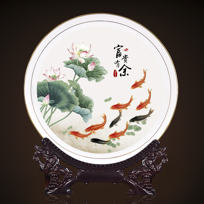 Jingdezhen decorative plate new Chinese porcelain ceramic sat dish hang dish sitting room porch ark, TV ark, plate is placed