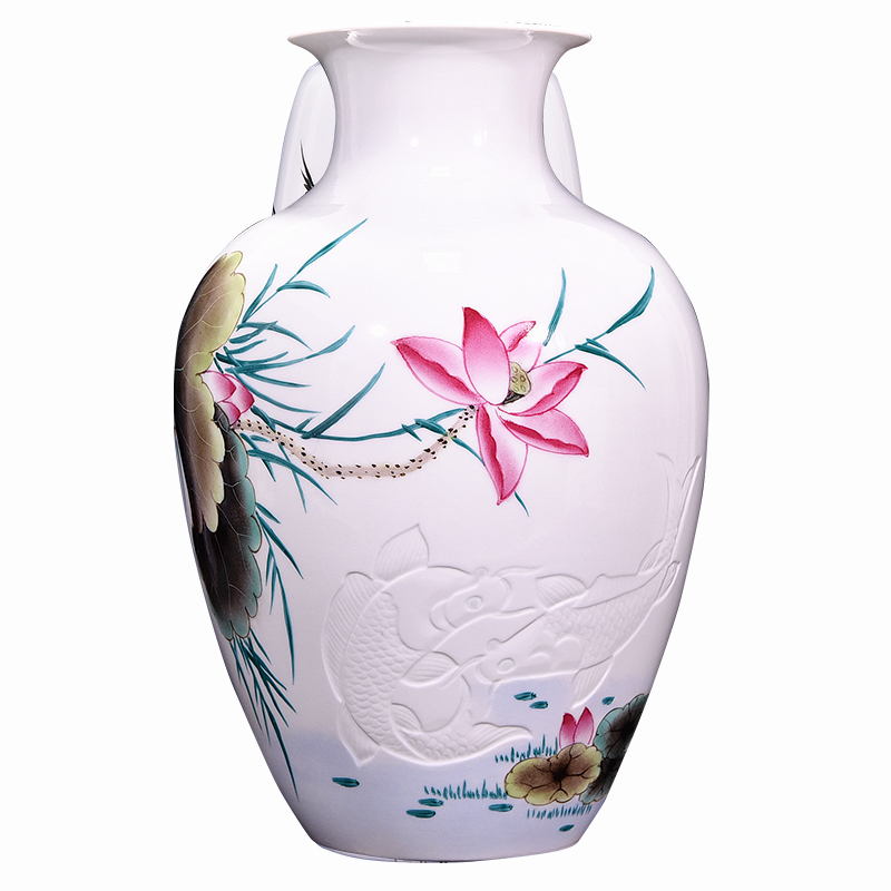 Jingdezhen ceramic knife clay hand - made vases, flower arranging Chinese style household living room TV cabinet decoration handicraft furnishing articles