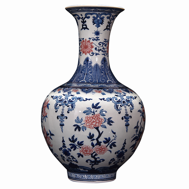 Jingdezhen ceramic hand - made porcelain youligong peach fruit grain of the reward bottle of new Chinese style living room decoration furnishing articles of handicraft