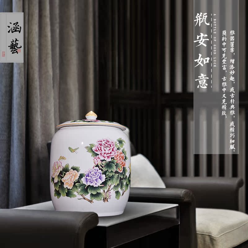 Jingdezhen ceramic famille rose very beautiful caddy fixings sitting room porch Chinese style household adornment furnishing articles craft gift