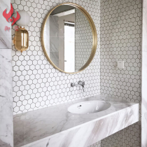 Size hexagonal mosaic tiles Nordic kitchen wall tiles Bathroom background wall Balcony black and white non-slip floor tiles