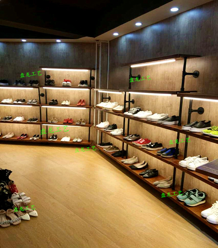 服装店鞋店陈列架货架展示架鞋托架店铺鞋架落地靠墙实木鞋子货架