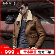 Broken Code B3 Bomber Jacket Men's Air Force Flight Suit Fur Leather Coat Sheepskin Leather Jacket