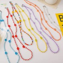 2021 new colorful chain smiley face mask chain chain sub-glasses sling children anti-lose necklace string of beads fashion women
