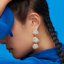 morethanplanet designer handmade black and white beaded little monster asymmetric long earrings female earrings