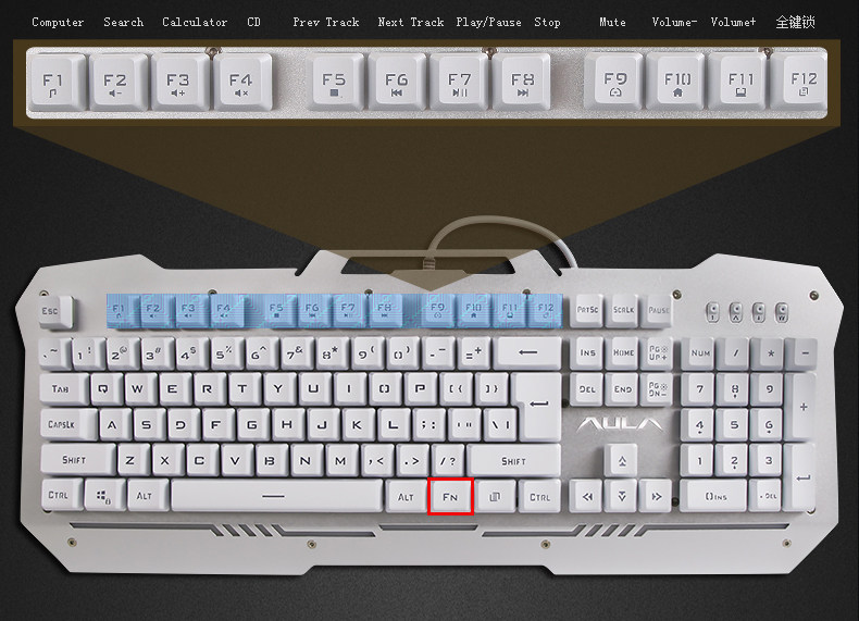 狼蛛收割者 机械键盘 背光游戏金属键盘104键青轴黑轴全键无冲lol