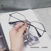 Europe and the United States big name Meng Meiqi Linmo star with the same large frame square silicone nose pad myopia glasses frame anti-blue light