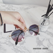 Star net celebrity with polarized sunglasses 2020 gradient pink big face round anti-UV sunglasses female ins