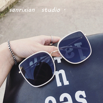New round face square oversized frame slim Korean bibi net red off-white polarized sunglasses womens street sunglasses