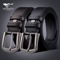 Seven Wolves Leather Strap Men Genuine Leather Needle Buckle Belt Male Calf Leather Han Edition Youth Casual Leather Strap Pants With Pure