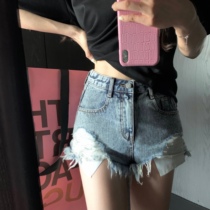 Joyingfeng (Fatal Curve) Washed in Broken Cowboy Shorts Woman High Waist Summer A character thin and small