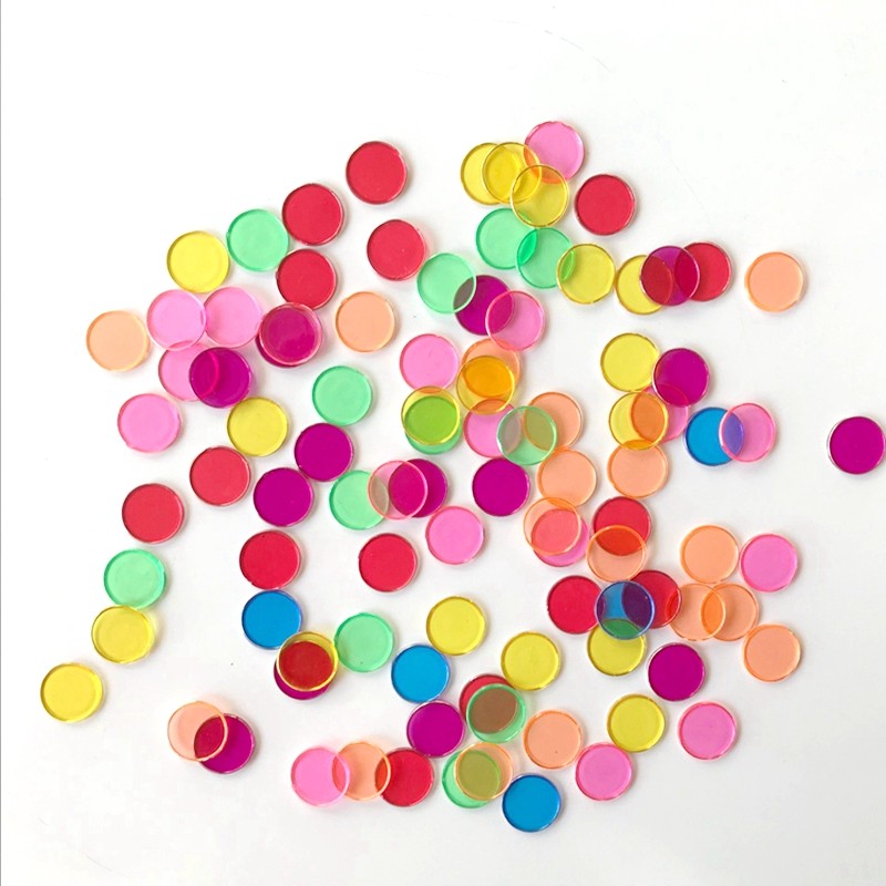 小圆片 金属边圆片1.9cm 彩色透明圆片 儿童数学教具幼儿园玩具