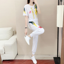European Station White Sports Suit Women Summer Big Code Easy 2022 New Fashion Ocean Gas Leisure Two Sets Tide