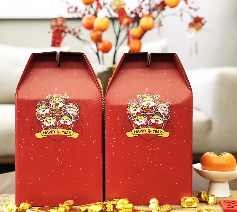 新春节牛年大礼包包装盒年味年货过年伴手礼包装礼品盒手提盒定制