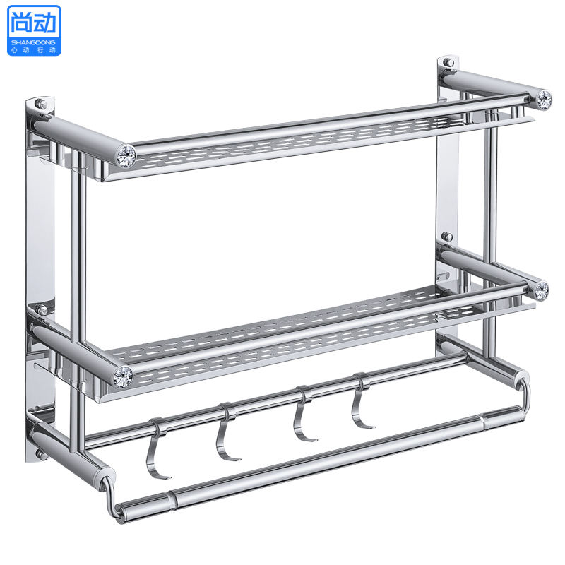 尚动 不锈钢免打孔浴室置物架