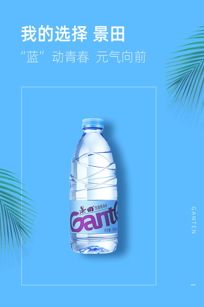 景田 饮用纯净水 560ml*24瓶 整箱装 纯净水会议用水批发深圳地区