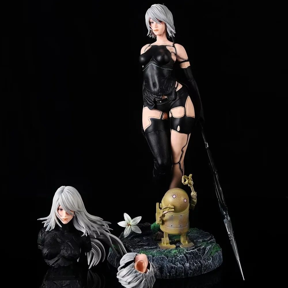 尤尔哈 a2小姐姐 战斗型机器人 a型二号三头雕半身像战损盒装摆件