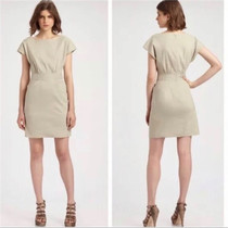 TH Female Summer Linen Round collar half sleeves Slim One-piece Dress