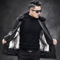 2020 new Haining real cow leather jacket lapel full mink liner skin overcome mens Parker fur coat winter