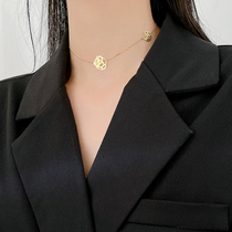 Flower necklace 2022 new light luxury small crowd neck chain chain female high - sense 18k gold titanium steel does not decline