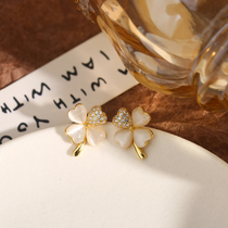 Cat Eye Accessories female pure silver four - leaf ear nails 2022 new tide earrings niche design high - sensibility luxury