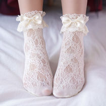 Japanese bow Lolita lace heaps of mesh socks womens long tube socks Princess Tower