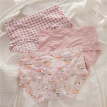 3 middle waist ice silk panties female incognito Japanese and Korean cartoon animal print milk silk girl briefs summer