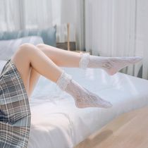 Socks female tide Net red lace Japanese lolita Tower hollow middle tube pile socks lace socks cute Korean version