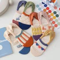 Boat socks women cant fall off with invisible crystal silk womens socks Silicone non-slip shallow mouth student socks summer breathable