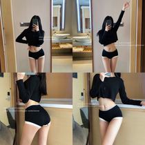 3 packs#Explosive element glue protein peach incognito buttock antibacterial mid-waist peach buttock panties female