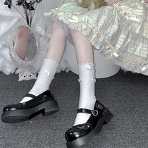Fungus-like lace cute mid-tube socks Female Lolita Japanese plaid bow long tube princess jk calf socks
