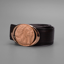 Rong Chao war horse belt mens business gift box belt crocodile pattern head layer cowhide alloy double buckle cultural creativity