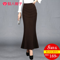 Skirt fishtail skirt female autumn and winter dress package hip skirt thin long woolen yi bu qun dress skirt female winter